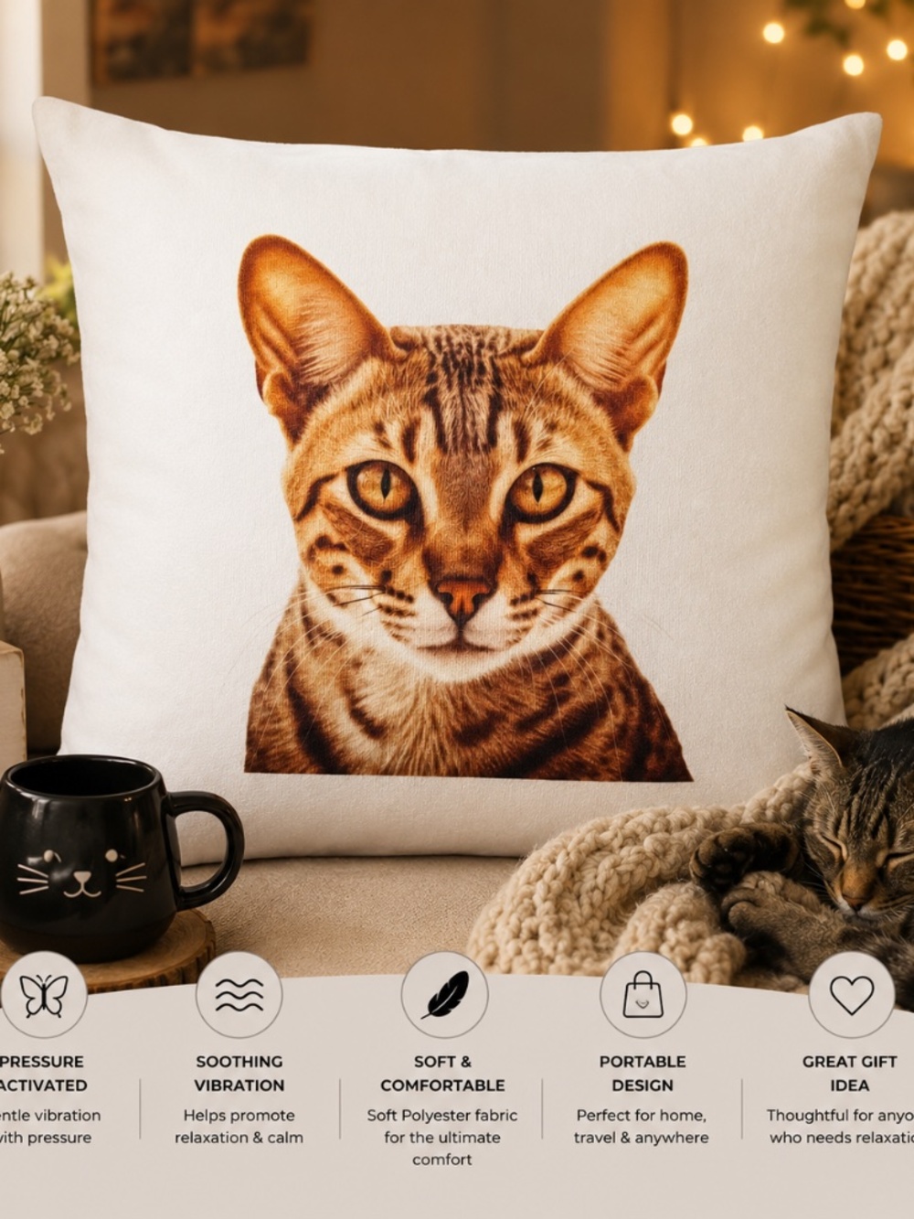 Cat Pressure Activated Massage Pillow